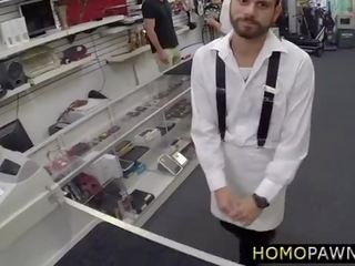 Hairy schoolboy takes pawnshop owner head